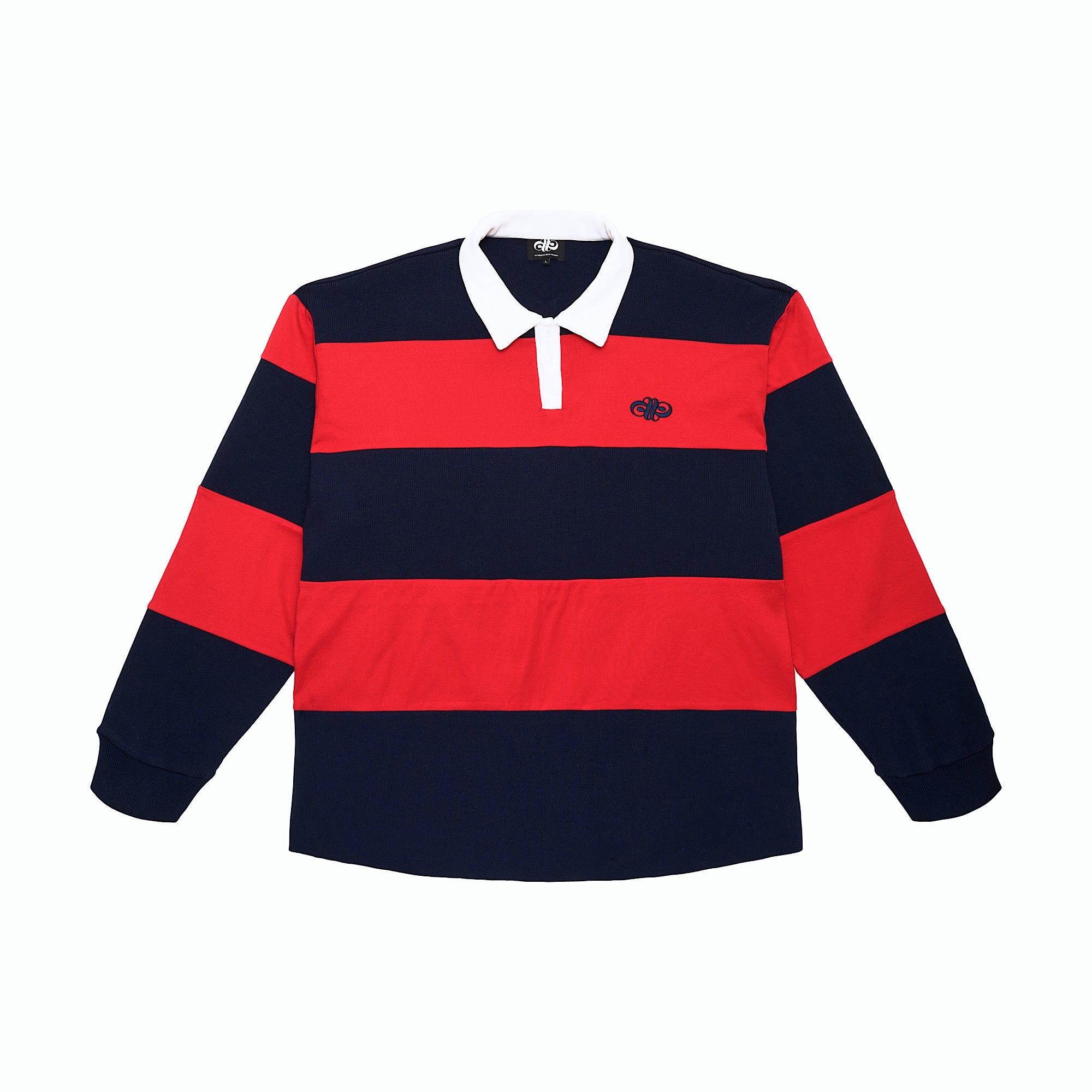 STRIPED RUGBY POLO - NAVY/RED