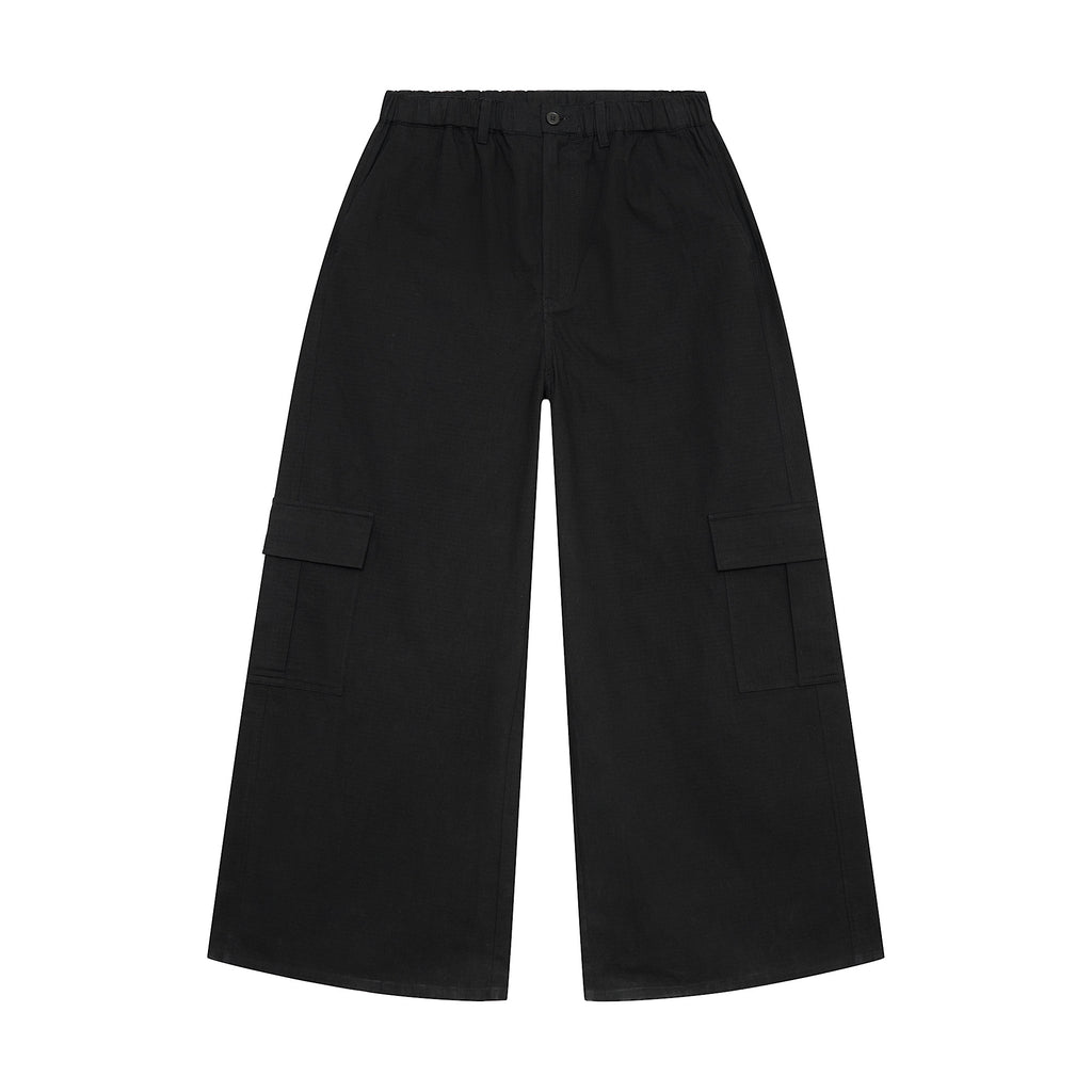 WIDE LEG CARGO PANT - BLACK