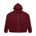 OVERSIZED EMBELLISHED ZIP HOODIE - BURGUNDY