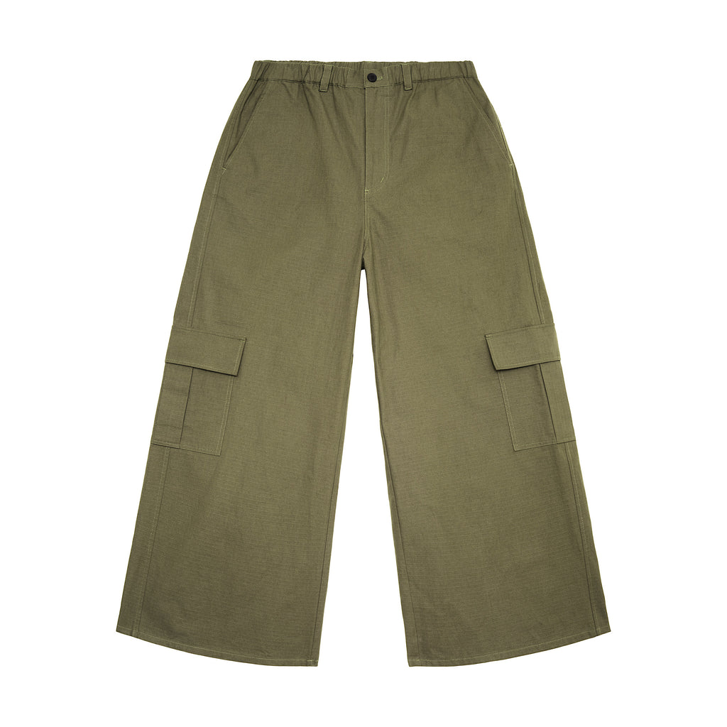 WIDE LEG CARGO PANT - OLIVE