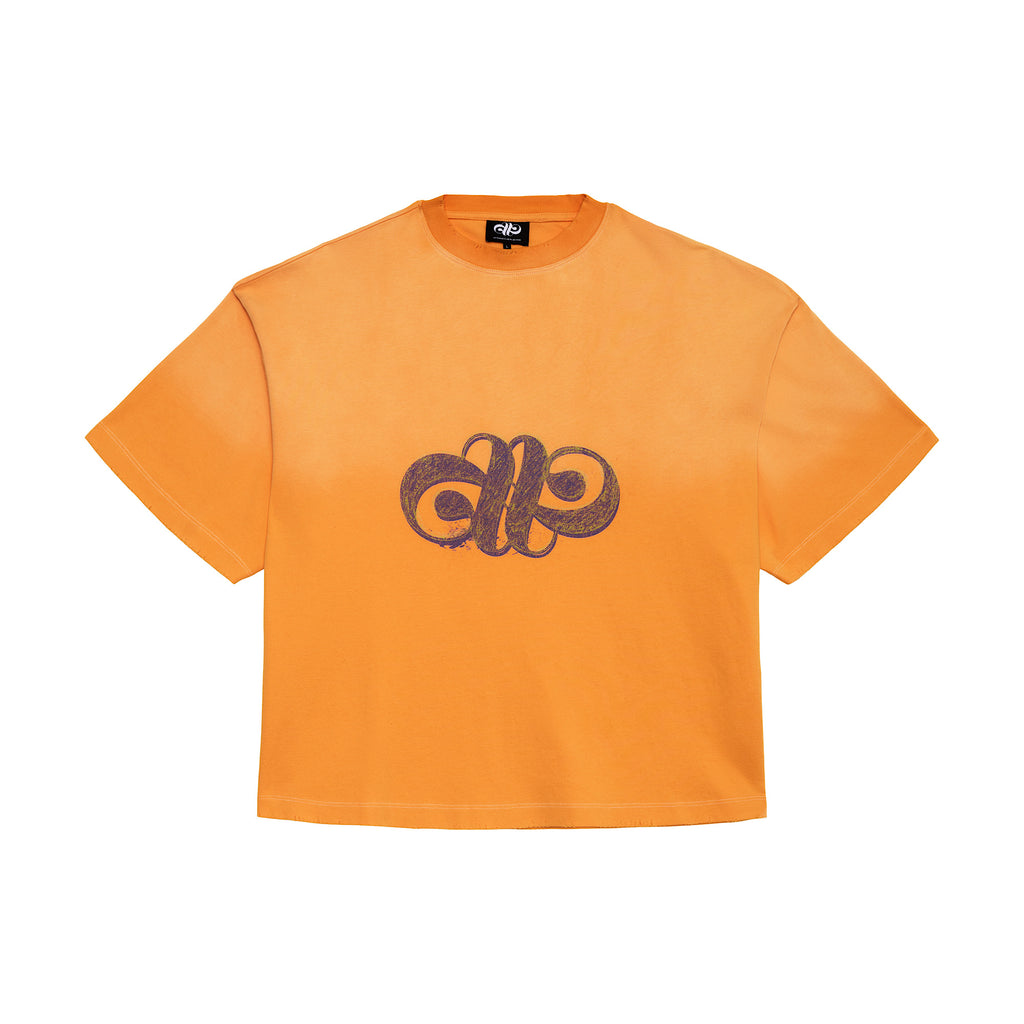 WASHED LOGO MONOGRAM T-SHIRT - ORANGE