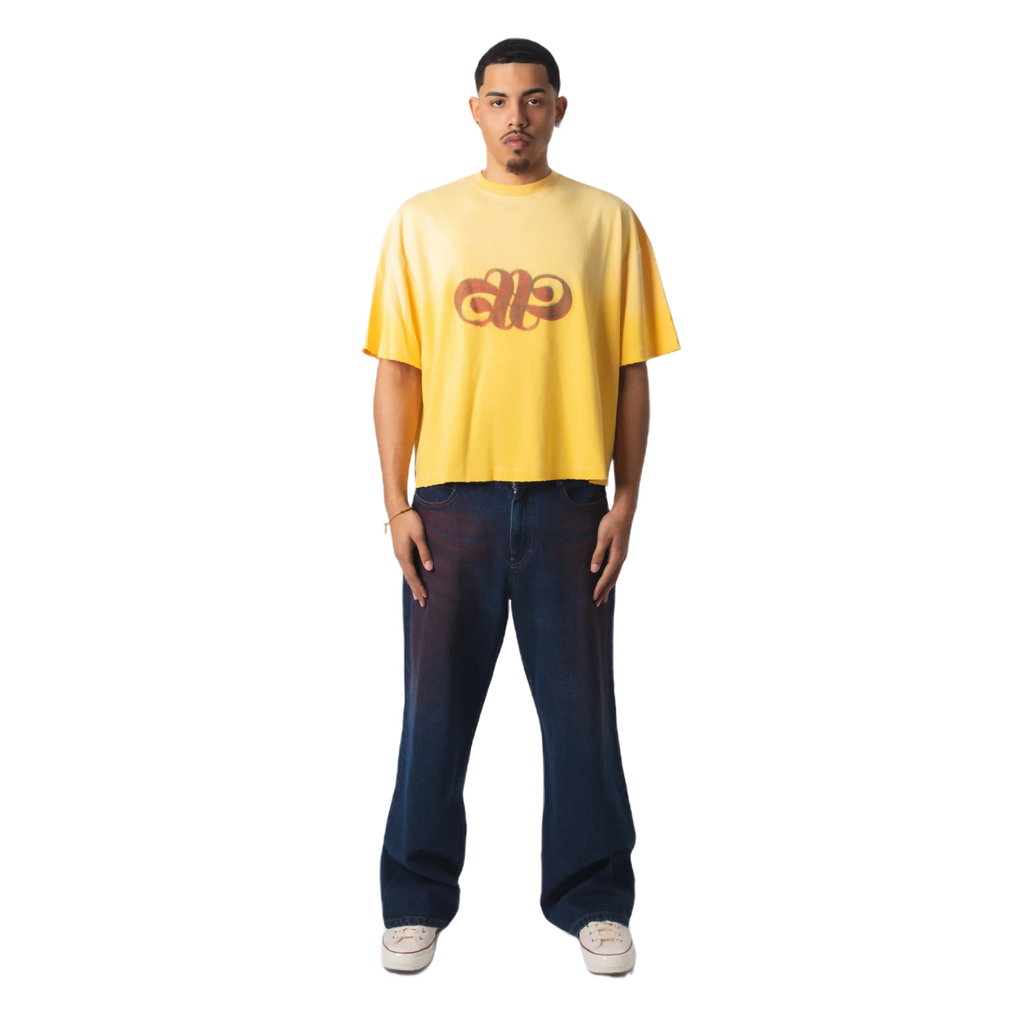 WASHED LOGO MONOGRAM T-SHIRT - YELLOW