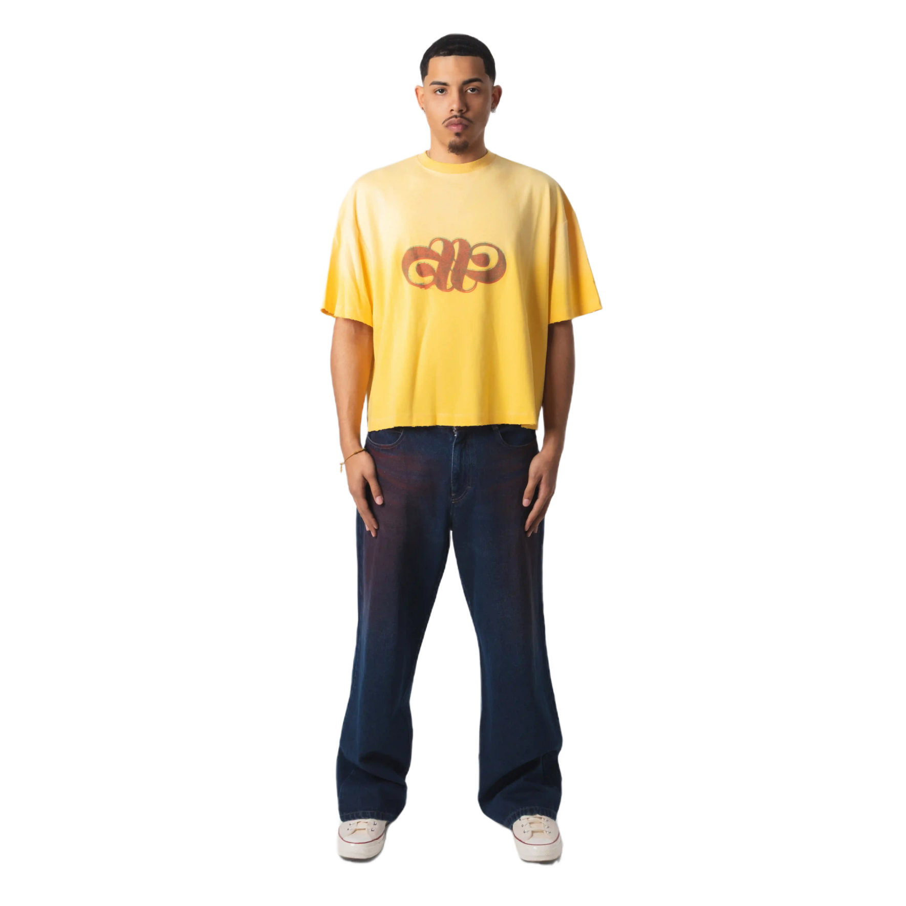 WASHED LOGO MONOGRAM T-SHIRT - YELLOW