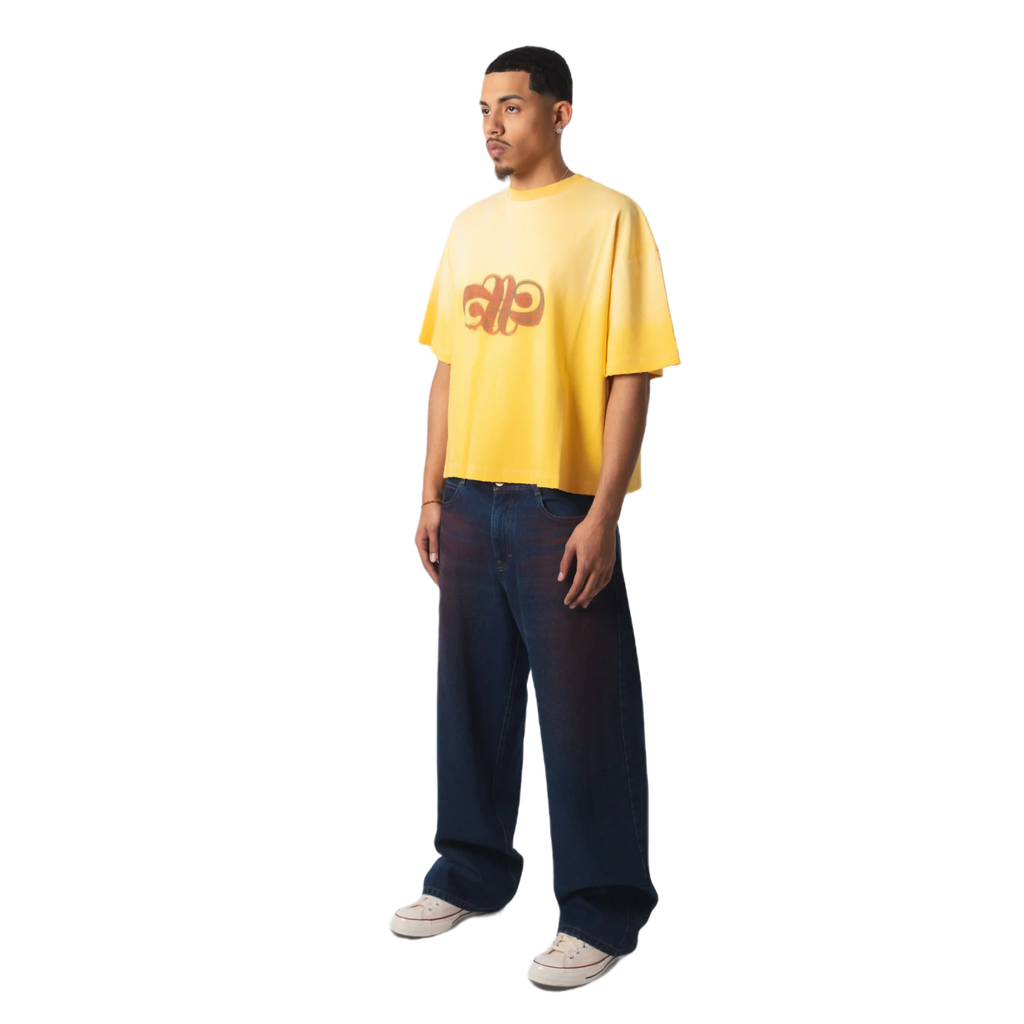 WASHED LOGO MONOGRAM T-SHIRT - YELLOW