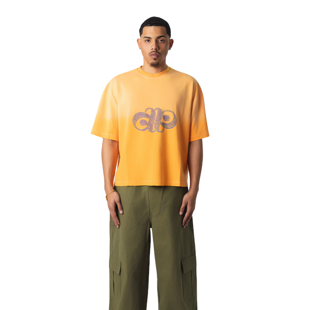 WASHED LOGO MONOGRAM T-SHIRT - ORANGE