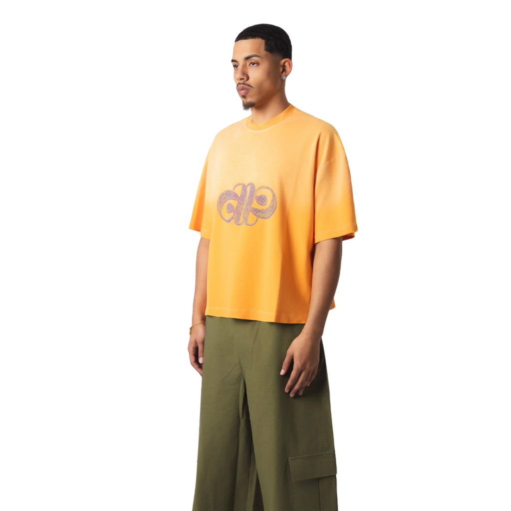 WASHED LOGO MONOGRAM T-SHIRT - ORANGE