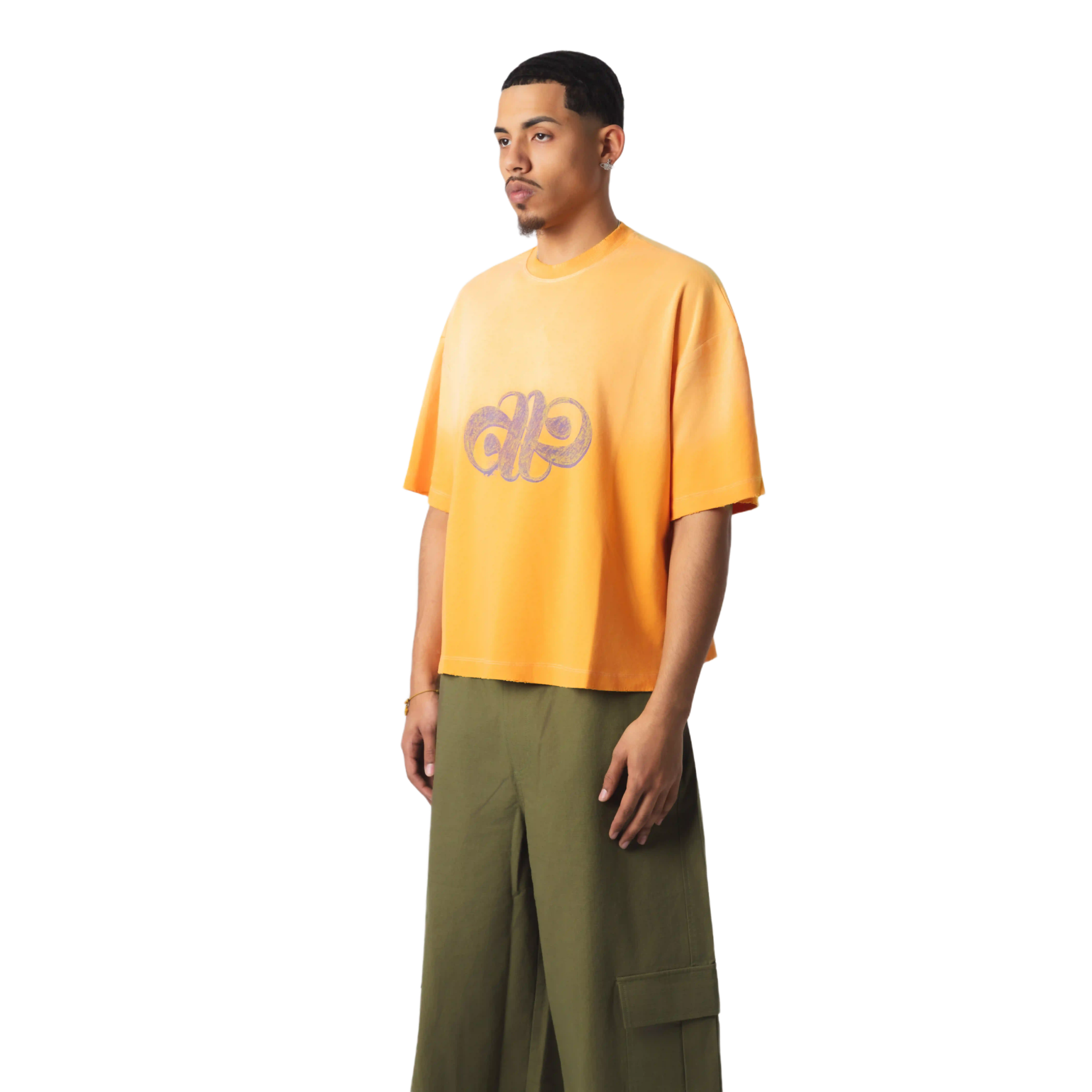 WASHED LOGO MONOGRAM T-SHIRT - ORANGE